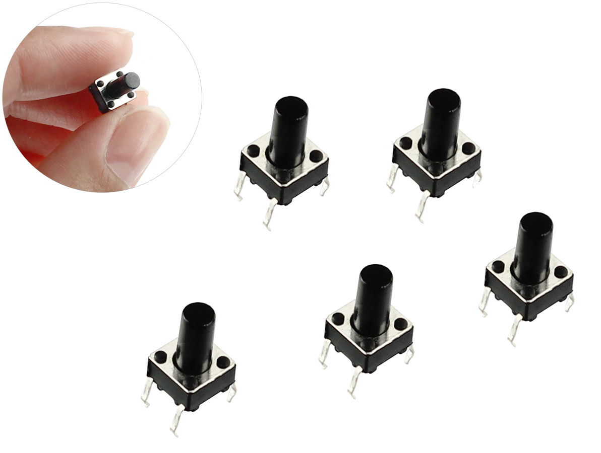 5x Push button chave tátil botão interruptor momentâneo 12mm com capa -  Robótica Educacional Brasil