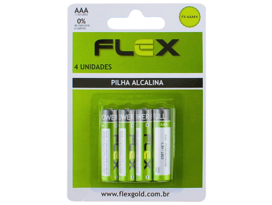 Pilha Alcalina AAA 1,5V Flex - Kit com 4 unidades - Imagem 1