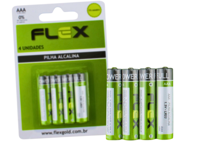 Pilha Alcalina AAA 1,5V Flex - Kit com 4 unidades - Imagem 2