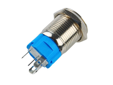 Pulsador Push Button 16mm em AlumÃ­nio com LED Azul -com trava - Imagem 2