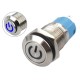 Interruptor Pulsador 12mm com Trava LED Azul 12-24VDC em Aço Inox Impermeável com Símbolo MC144 - Thumb 1