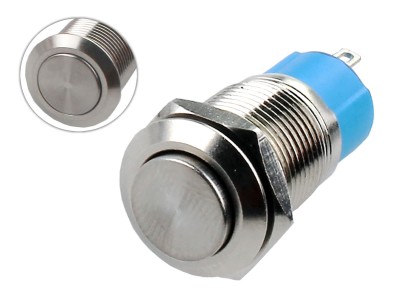 Interruptor Pulsador 12mm com Trava em Aço Inox Impermeável MD147 - Imagem 1