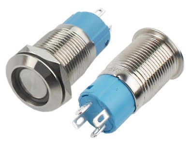 Interruptor Pulsador 12mm com Trava LED Azul 3-6VDC em Aço Inox Impermeável MC064 - Imagem 2