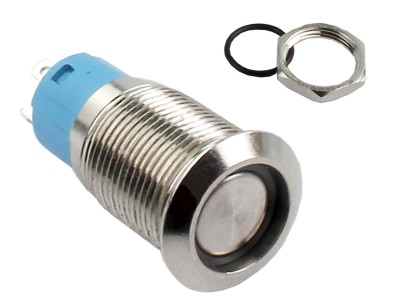 Interruptor Pulsador 12mm com Trava LED Azul 3-6VDC em Aço Inox Impermeável MC064 - Imagem 3