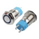 Interruptor Pulsador 12mm com Trava LED Azul 12-24VDC em Aço Inox Impermeável 3A214 - Thumb 2