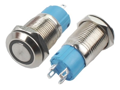 Interruptor Pulsador 12mm NA LED Azul 3-6VDC em Aço Inox Impermeável MC074 - Imagem 2