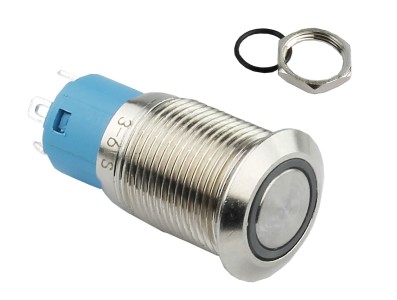 Interruptor Pulsador 12mm NA LED Azul 3-6VDC em Aço Inox Impermeável MC074 - Imagem 3