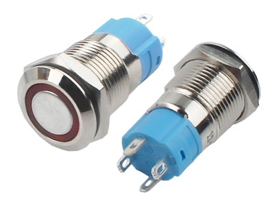 Interruptor Pulsador 12mm com Trava LED Vermelho 12-24VDC em Aço Inox Impermeável 3A215 - Imagem 2