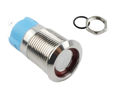 Interruptor Pulsador 12mm com Trava LED Vermelho 12-24VDC em Aço Inox Impermeável 3A215 - Imagem 3