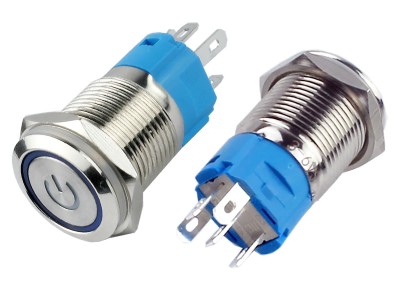 Interruptor Pulsador 16mm LED Azul 3-6VDC em Aço Inox Impermeável com Símbolo MC234 - Imagem 2