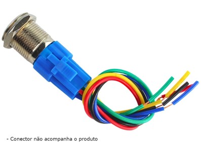 Interruptor Pulsador 16mm LED Azul 3-6VDC em Aço Inox Impermeável com Símbolo MC234 - Imagem 6