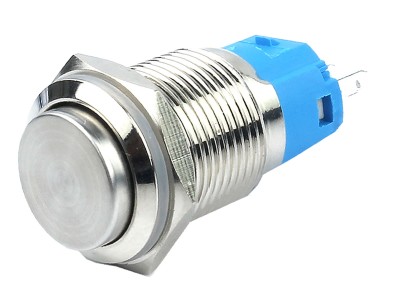 Pulsador Push Button NA 16mm em Aço Inox com Pinos - Impermeável - Imagem 1