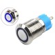 Interruptor Pulsador 12mm com Trava LED Azul 12-24VDC em Aço Inox Impermeável 3A214 - Thumb 1