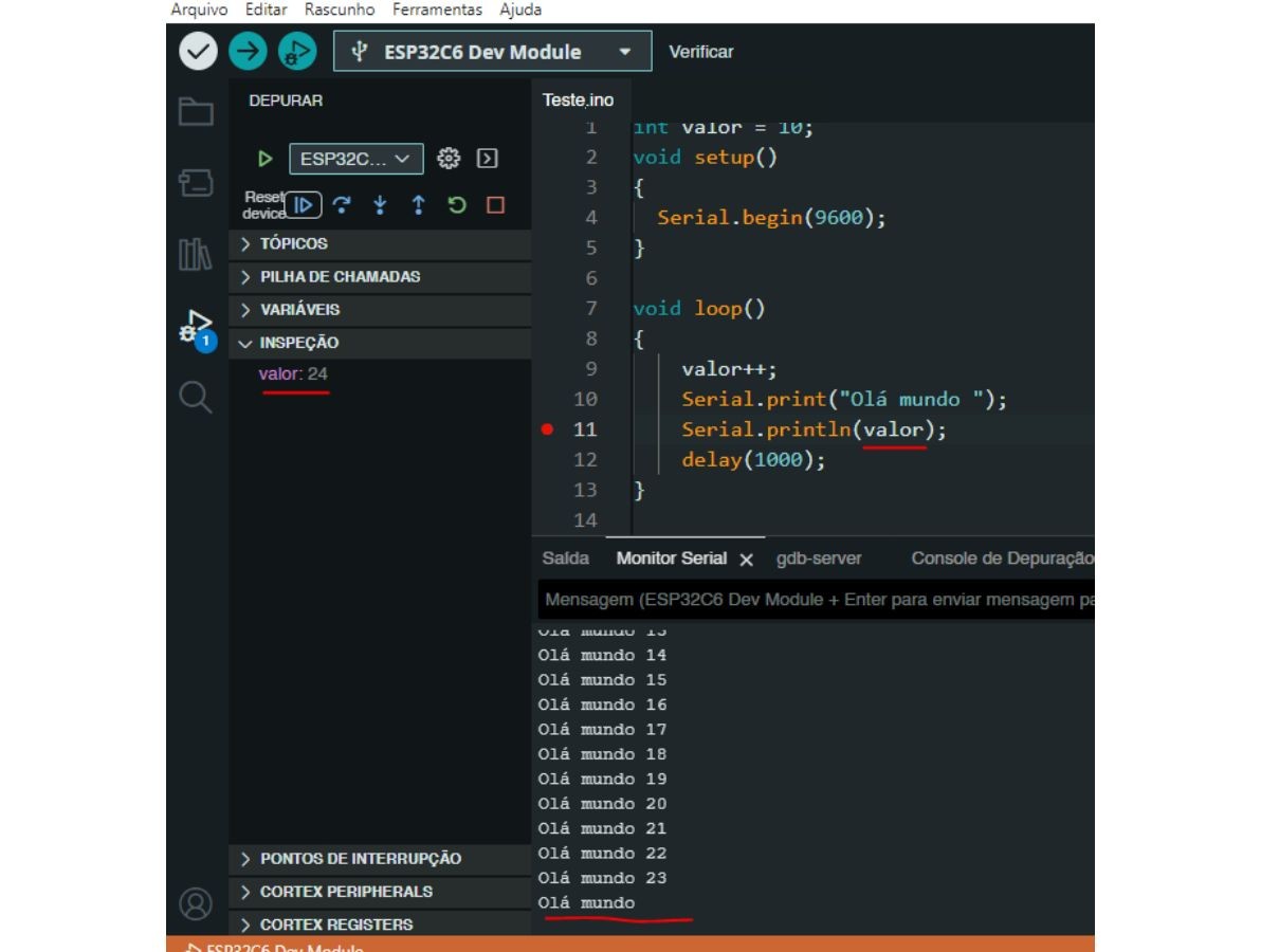 Demonstração ESP32-C6-DevKitC-1 em modo Debug com Dual USB C - [1034188]