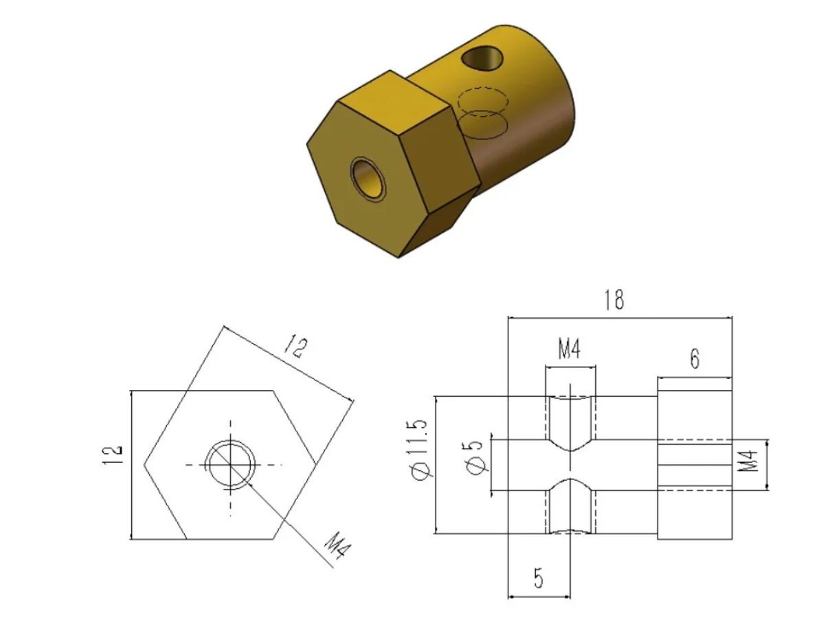 Dimensões Acoplamento para Roda motor N20 com redução - 5mm - [1034215]