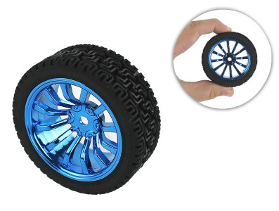 Roda 66x26mm Azul Pneu de Borracha para Carrinho robótico - ND043 - Imagem 1