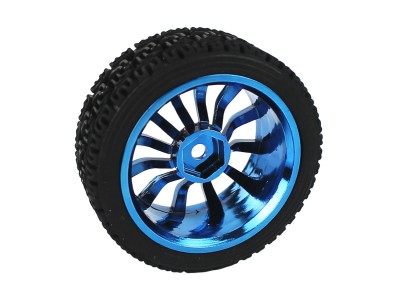 Roda 66x26mm Azul Pneu de Borracha para Carrinho robótico - ND043 - Imagem 2