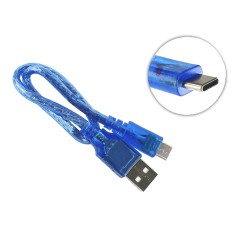 Cabo USB tipo C Blindado 30 cm para Arduino, ESP32 e Raspberry Pi