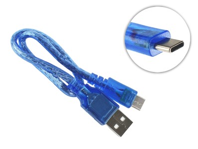 Cabo USB tipo C Blindado 30 cm para Arduino, ESP32 e Raspberry Pi - Imagem 1