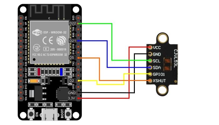 Conexões do Sensor de Distância VLX53L1X com ESP32 - [1034443]