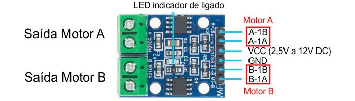 Pinout / Pinos de conexão Driver Duplo Ponte H L9110s - [1034519]