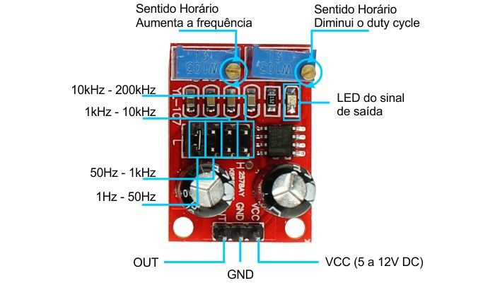 Características Gerador de Pulso Frequência NE555 - [1034562]