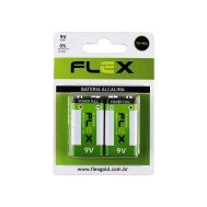 Bateria 9V Alcalina Flex - Kit com 2 Unidades