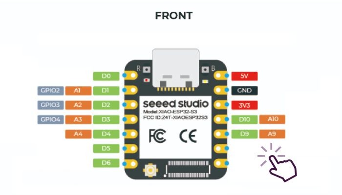 Pinout  Pinos de Conexão ESP32S3 XIAO Speed Studio - [1034650]