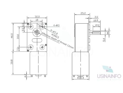 Dimensões motor DC JGY370 com Caixa de Redução 10RPM - Imagem 5