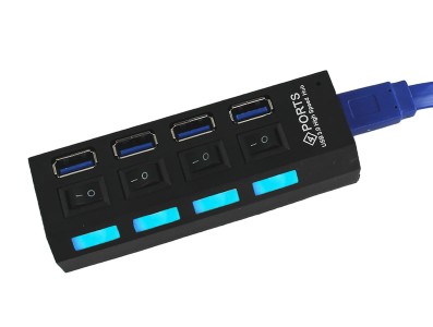 Hub USB 2.0 4 Portas com Interruptor ON/OFF Individual e Led Indicador  - Imagem 1