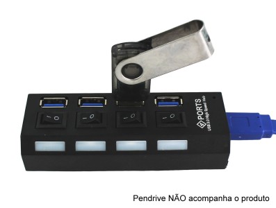 Hub USB 2.0 4 Portas com Interruptor ON/OFF Individual e Led Indicador  - Imagem 3