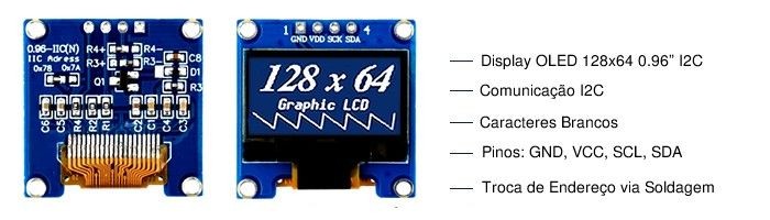 Características Display OLED 0.96 I2C com 4 Pinos - [1034742]