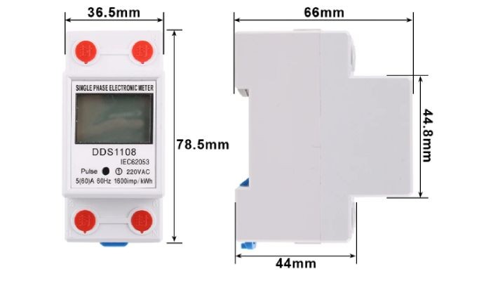 Dimensões Medidor de Energia 220V 60Hz Monofásico 60A DDS1108 - [1034745]