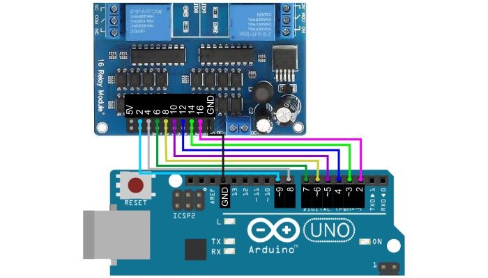 Ligação Módulo Relé 16 Canais com Optoacopladores com Arduino - [1034772]