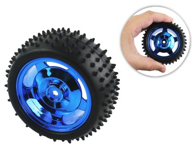 Roda 85x38mm Azul Off-Road de Borracha para Carrinho robótico - ND031 - Imagem 1