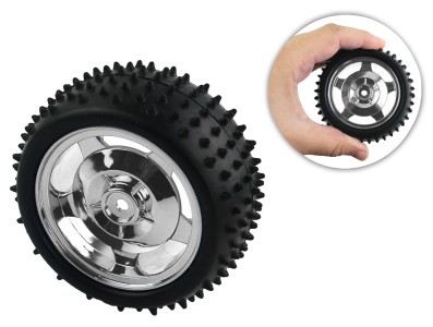 Roda 85x38mm Prata Off-Road de Borracha para Carrinho robótico - ND030 - Imagem 1