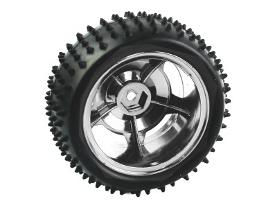 Roda 85x38mm Prata Off-Road de Borracha para Carrinho robótico - ND030 - Imagem 2