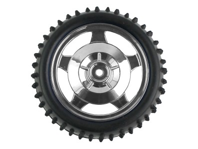 Roda 85x38mm Prata Off-Road de Borracha para Carrinho robótico - ND030 - Imagem 3