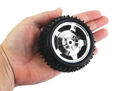 Roda 85x38mm Prata Off-Road de Borracha para Carrinho robótico - ND030 - Imagem 5