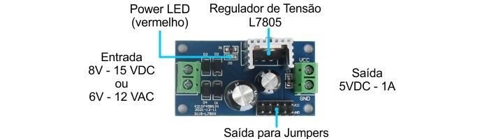 Conexões Conversor AC DC 12VDC 1A com Regulador L7805 - [1034969]