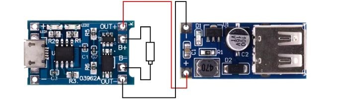 Conexão TP4056 com Regulador de Tensão 5V USB - [1035054]