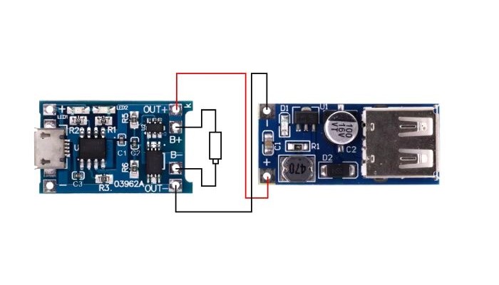 Conexão TP4056 com Regulador de Tensão 5V USB - [1035056]