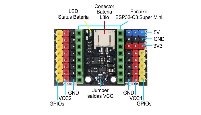 Placa de Expansão Características Placa de Expansão Para ESP32-C3 Super MiniESP32-C3 Super Mini - [1035253]