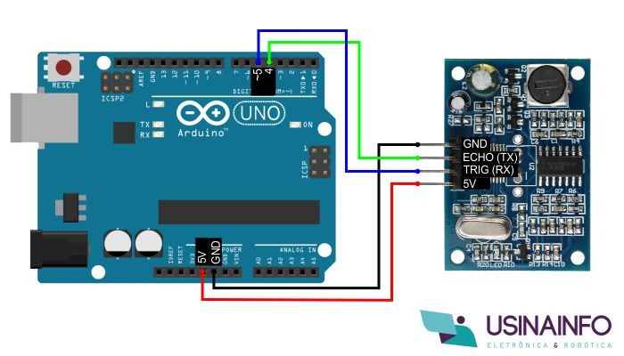 Conexões Sensor Ultrassônico JSN-SR04M-2 com Arduino - [1035311]