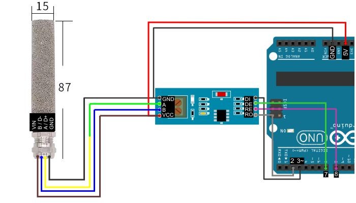 Exemplo de conexão do Sensor de Umidade e Temperatura RS485 SHT40 com Arduino - [1035333]