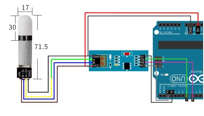 Exemplo de conexão do Sensor de Umidade e Temperatura RS485 SHT40 com Arduino - [1035335]