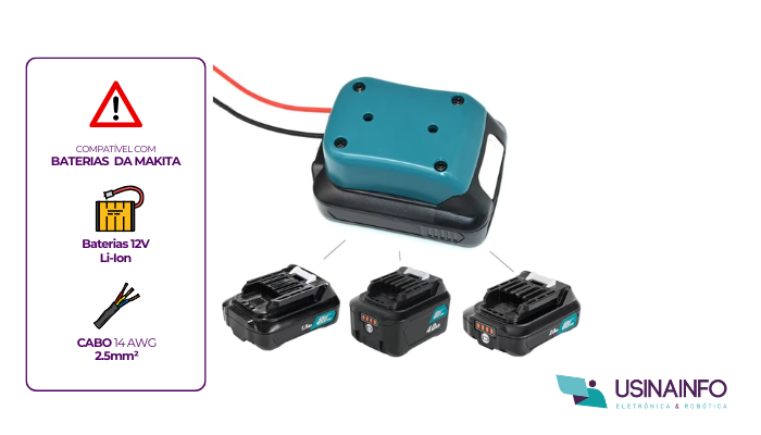 Destaques Adaptador DIY para Baterias Li-ion Makita 12V - [1035336]