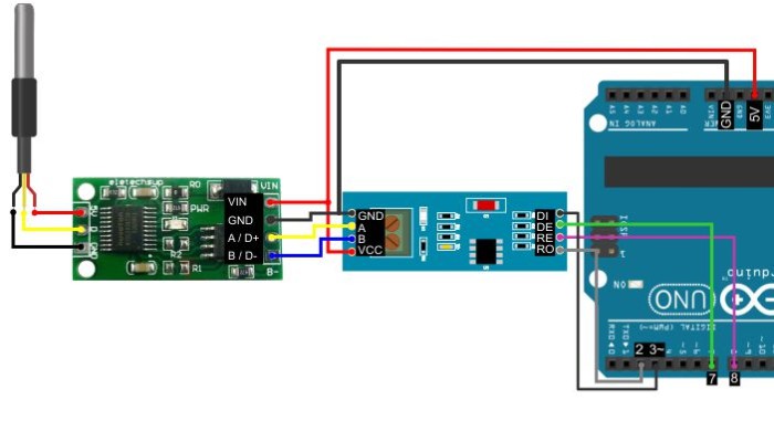 Conexões Conversor RS485 para Sensor DS18B20 com Arduino - [1035350]