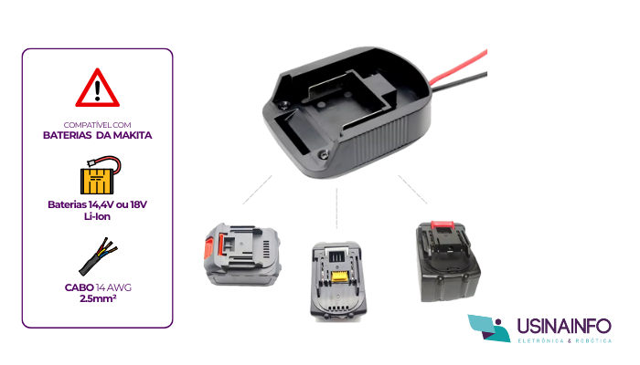 Destaques Adaptador DIY para Baterias Li-ion Makita 18V - [1035365]