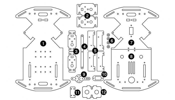 Kit Chassi Carrinho Arduino MDF com Eixo Móvel - [1035413]